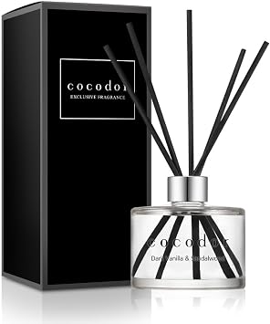 CocoDor Signature Reed Diffuser, 6.8 fl oz 200 ml, Dark Vanilla & Sandalwood, Room Fragrance, Present for Women, Birthday, Anniversary, Incense Sticks, Gift, Popular