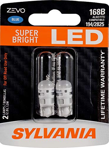SYLVANIA ZEVO 168 T10 W5W Blue LED Bulb, (Contains 2 bulbs)