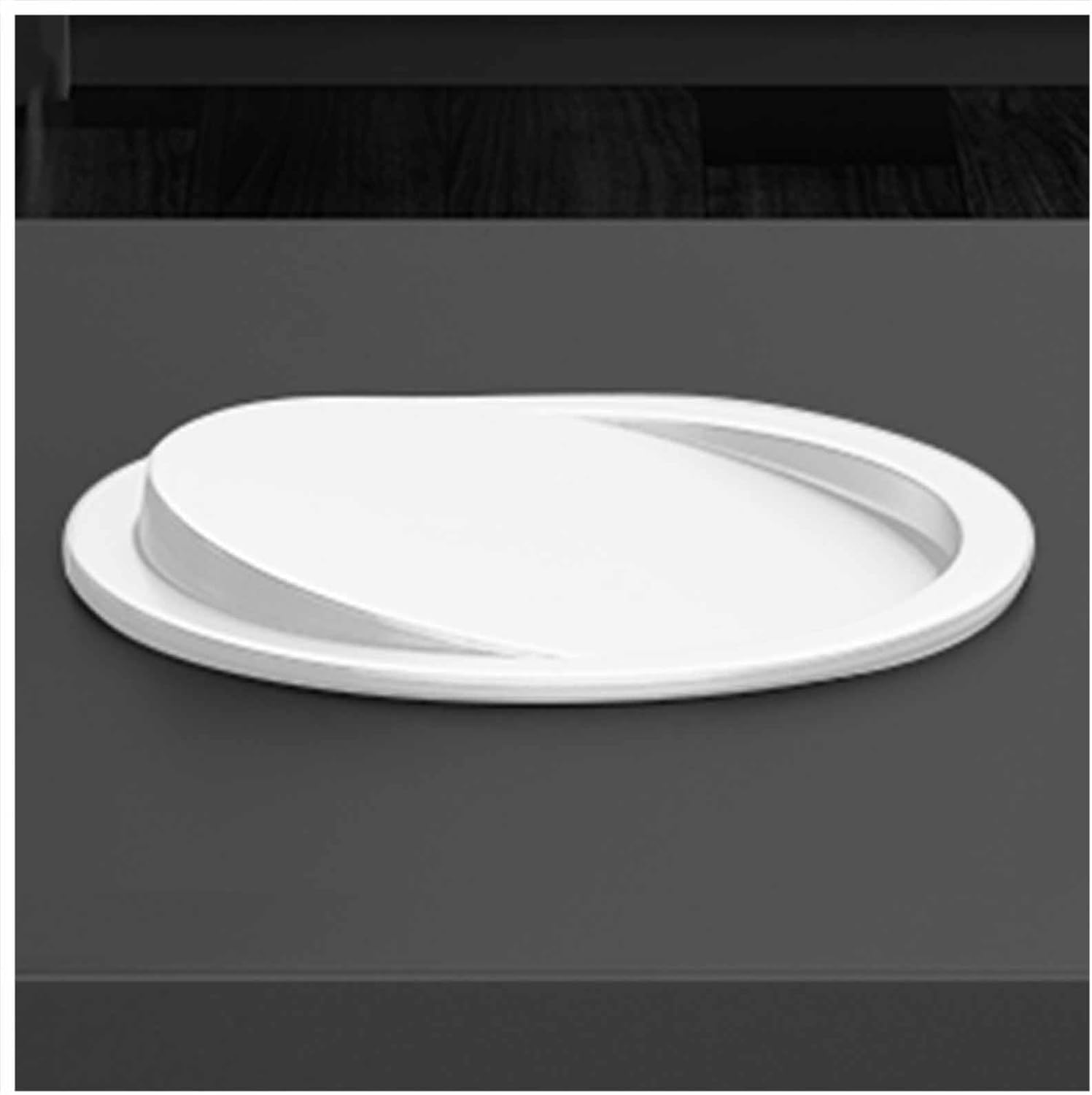 Stainless Steel Built-in Trash Can Lid - Flexible Swing Flap Cover for Kitchen Countertop Waste Disposal 1pc(White,290mm)