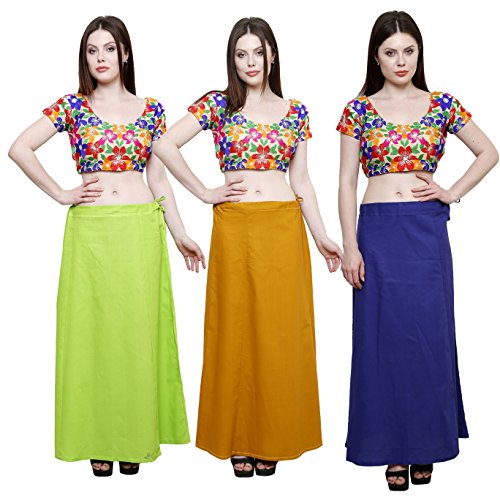 Image of Pistaa combo of 3 Women's Cotton Best Indian Readymade Inskirt Saree petticoats