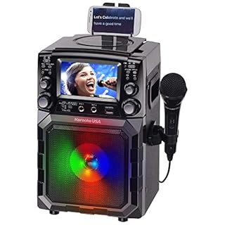 Portable Karaoke Machine with Lyrics Display | Color Screen | CD+G, MP3+G & USB MP3 | Wireless Bluetooth Speaker with Built-in Rechargeable Battery and LED Flashing Lights | Includes Wired Microphone