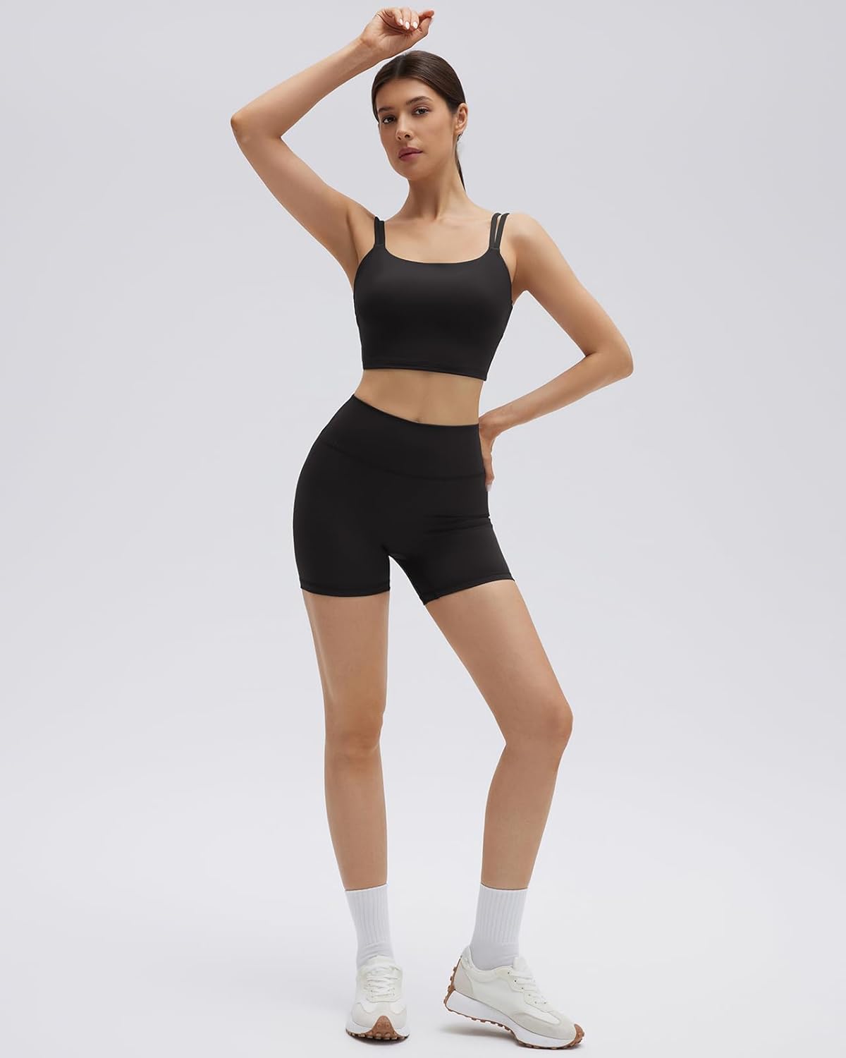 SUUKSESS Womens Workout Set Fitness Yoga Pilates Crop Tank Twist Back Cami High Waisted Tummy Control Bike Short - Image 2