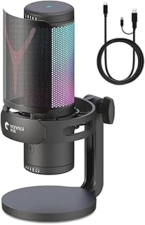 YANMAI USB Microphone, PC Microphone for Podcast Streaming, Gaming Microphone, Condenser Microphone for YouTube Recording Windows Computer Microphone for Desktop External Microphone for Laptop -Black