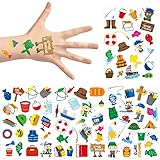 VERSRH 8pcs Fishing Temporary Tattoos, 88 Design Cute Fake Tattoos for Kids Spring Summer Activities