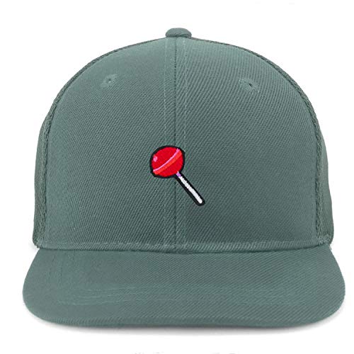 Trendy Apparel Shop Lollipop Patch Structured Infant Flatbill Mesh Snapback Cap - Dark Grey