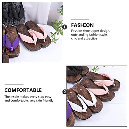 Holibanna Sandálias japonesas de madeira tamancos tradicionais japoneses Geta rosa, rosa, 6