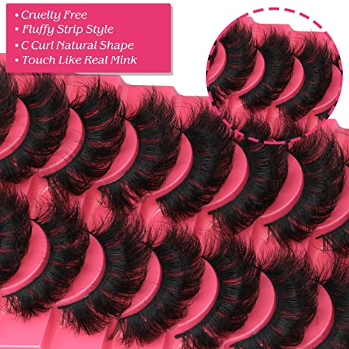 Eyelashes Fluffy Mink Lashes Dramatic Full Volume False Eyelashes 6D Faux Mink Eye Lash 18Mm Long Lashes Pack 8 Pairs By Winifred #TOP4