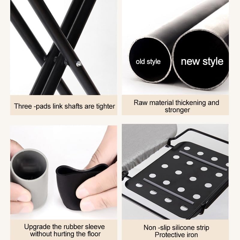 Miniatura 6 de Tabla de planchar de tamaño completo, tabla de planchar pequeña resistente con cubierta resistente al calor, soporte para planchar, no requiere