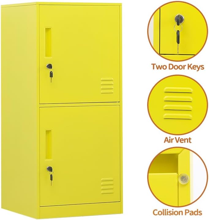 Miniatura 4 de Casillero de almacenamiento vertical de metal de 2 puertas para dormitorio de niños, habitación de los niños, escuela, oficina, hogar, gabinete de