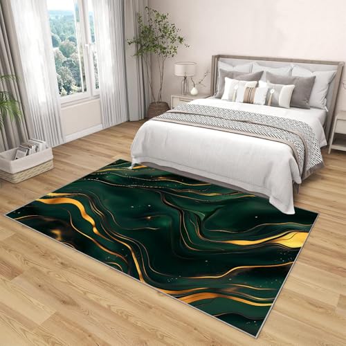 Tapis lavable salon marbre vert foncé 240x300 cm - 4