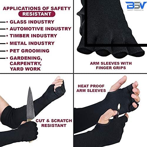 BSV Kevlar Cut, Scratch, Bite and Heat Resistant Arm Protection Sleeves with Finger Opening - Unisex -18 Inches, 1 Pair - Image 8