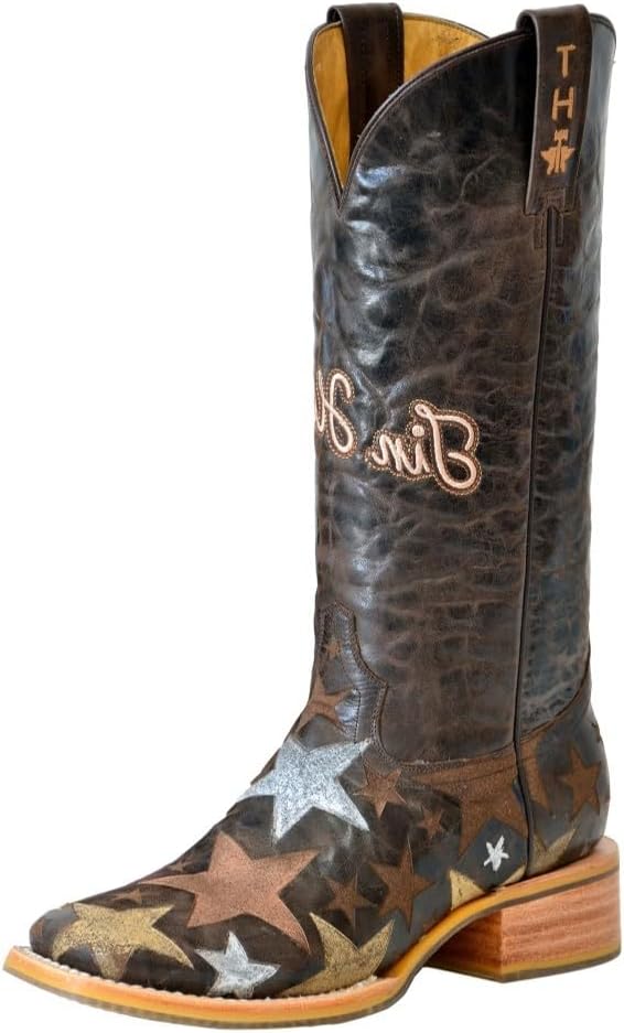 Tin Haul Women's Hollywood Stars Western Boot Broad Square Toe - 14-021-0007-1502 BR 8 1/2 M US Brown
