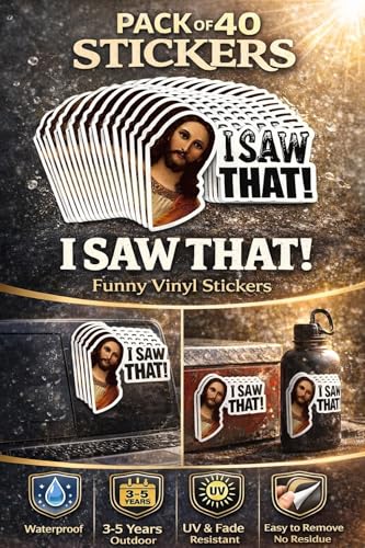 Image of 40 Pack I Saw that, Jesus Funny Car Sticker, 4 inches - Funny Car Sticker, Bumper Decal (4in)