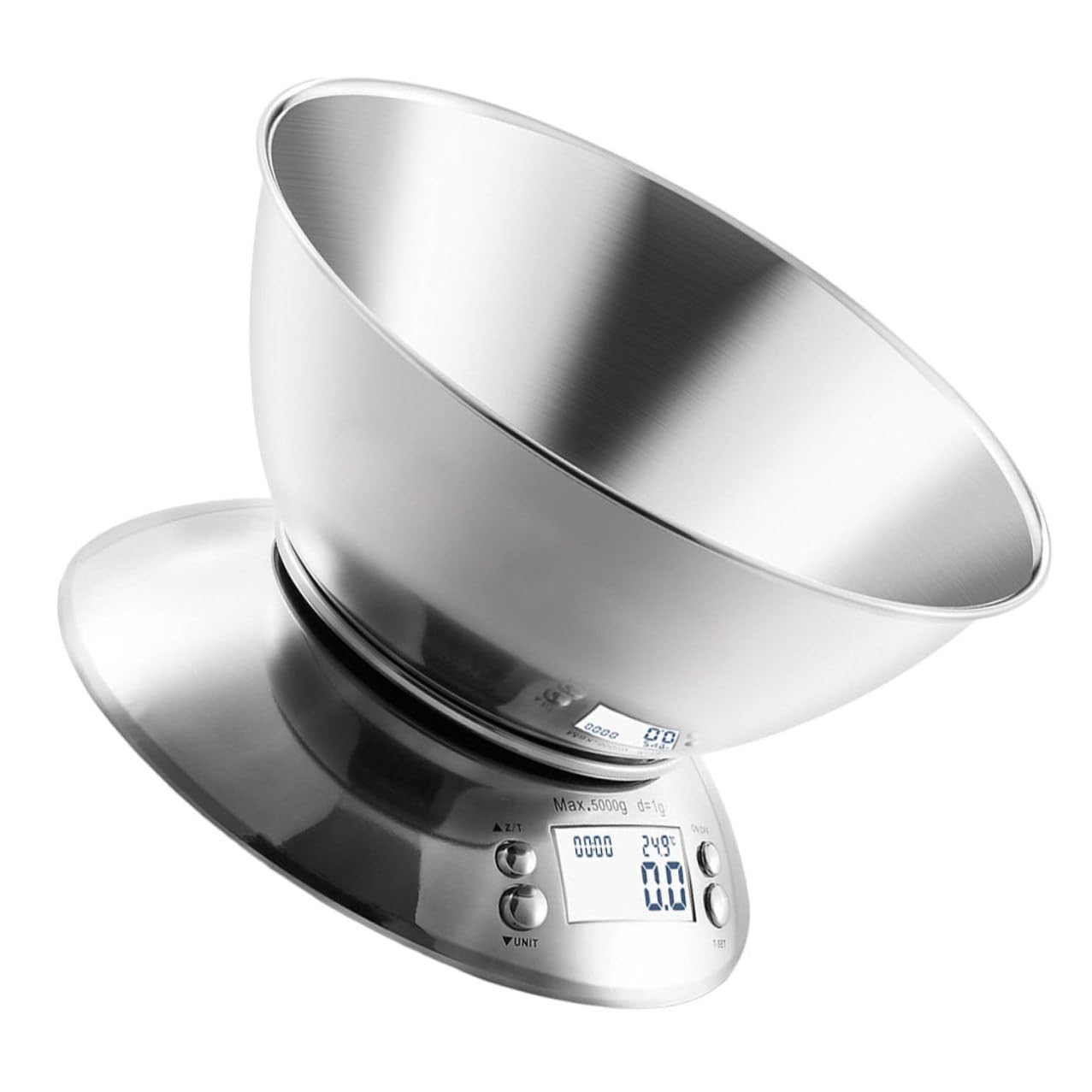 VICASKY Stainless Steel Kitchen Scale Digital Food Scale with Detachable Bowl and Clock High Precision for Cooking Baking and Meal Prep Random Color