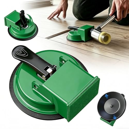 Floor Gap Fixer Tool, Heavy Duty Floor Gap Fixer Suction Cup Tool for Laminate, Vinyl, Wood Floors, Easy DIY Flooring Gaps Repair Tools with Raised Striking Block, Durable & Compact (Green)