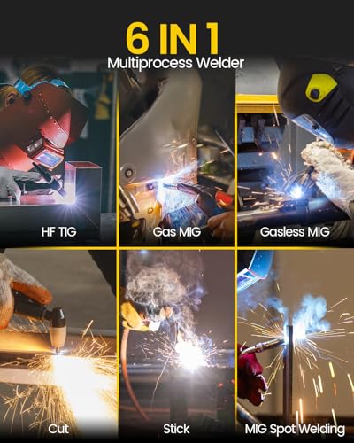 H Hzxvogen Hzxvogen 6 In 1 Welding Machine And Plasma Cutter Combo Gas/Gasless Mig/Stick/Lift Tig/Cut/Spot 200A Aluminum Welder Machine 40Amp 220V Igbt Inverter Max Cut 15Mm Multi Process Welder thumb #1