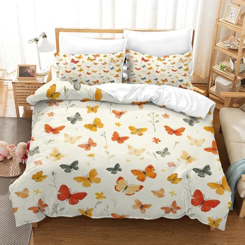 Impreso En 3D Mariposa Juego De Cama De con Cierre De Cremallera Funda De Almohada Funda De Edredón Microfibra Single（140x200cm）