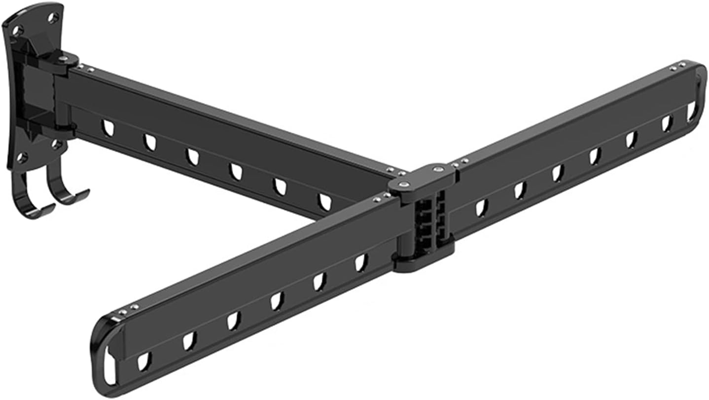 Clothes Drying Rack Wall Mounted, Retractable Clothes Hanger Aluminum Alloy Rod 360° Rotating, Foldable Clothes Stand for Balcony,Laundry,Bathroom,Silver,Black