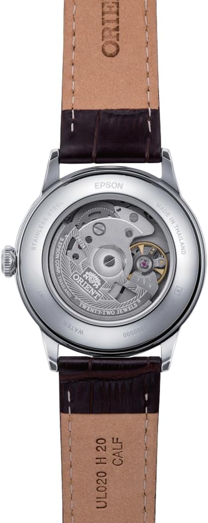 Orient Bambino 38 mm Men's Automatic and Manual Winding Mechanical Classic Leather Strap Stainless Steel Case Analogue Display RA-AC0M