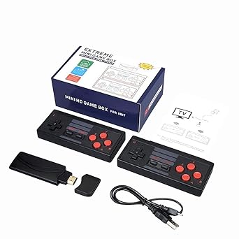 Amisha Gift Gallery Video Game for TV Wireless Retro Video Game Console with 1500+ Classic Games, 1080P Plug and Play Handheld Game Console, HDMI Output for TV with Dual 2.4G Wireless Controllers - image, photos