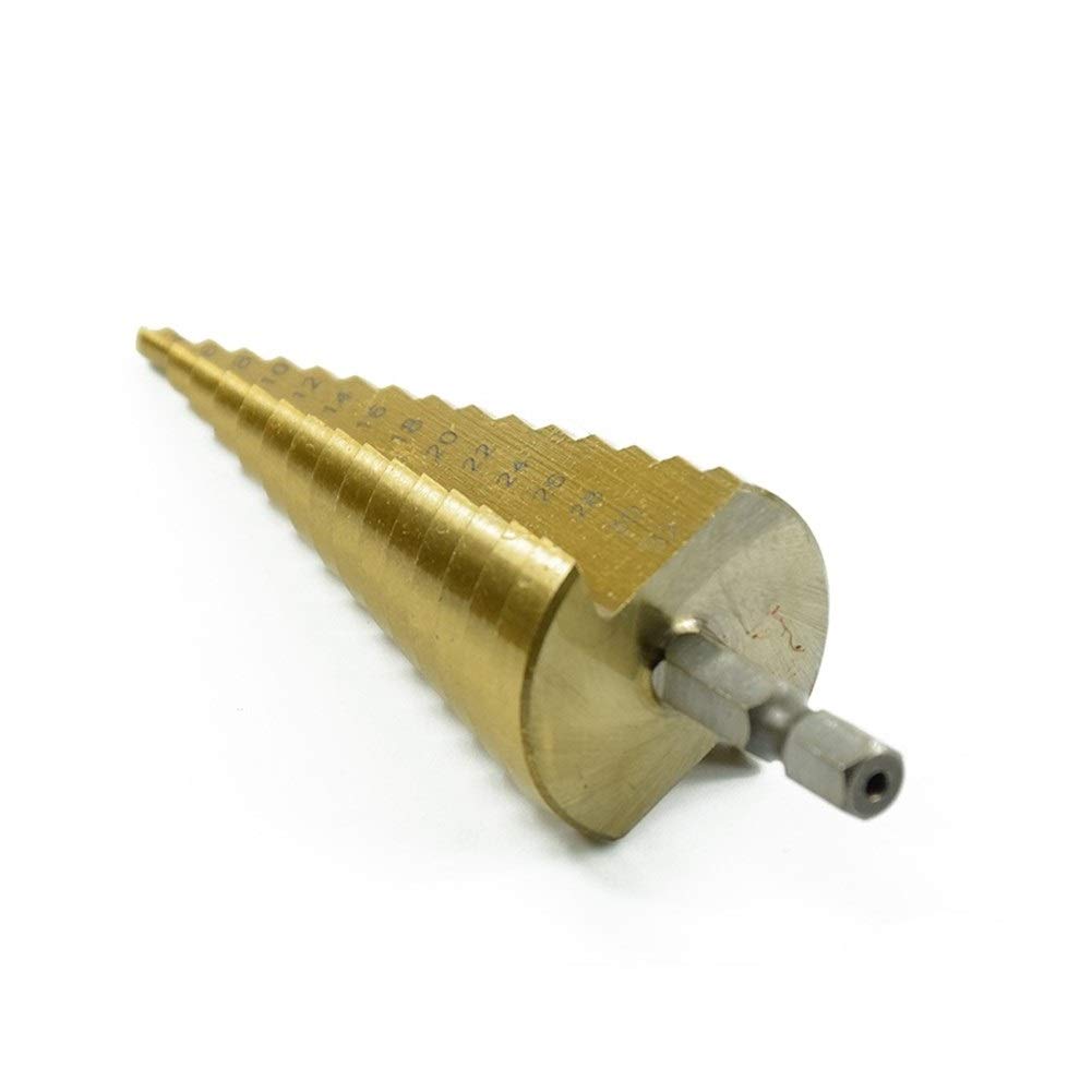 Broca escalonada, Brocas for metal, Broca escalonada de carburo Herramienta eléctrica Abridor de agujeros for madera/metal Taladro escalonado HSS Mango hexagonal de 4-32 mm Taladro de torre ranurado T