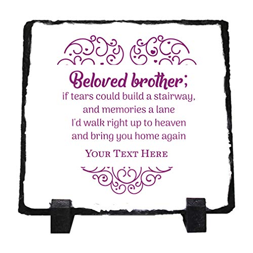 Custom Home Decor Stone Slate Plaque Memorial Beloved Brother; If TeâÂ€Åš Photo Picture Frame