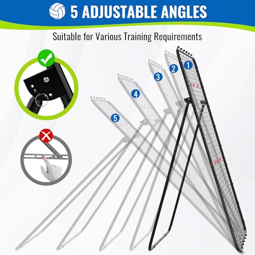 Oswerpon Volleyball Rebounder Net 7x4 FT, 5-Angle Adjustable Bounce Back Net, Steel Frame & PE Training Net for Volleying/Spiking, Rust-Resistant & Durable – w/Travel Bag for All Ages, Black, 2 NETS by Oswerpon - Image 4