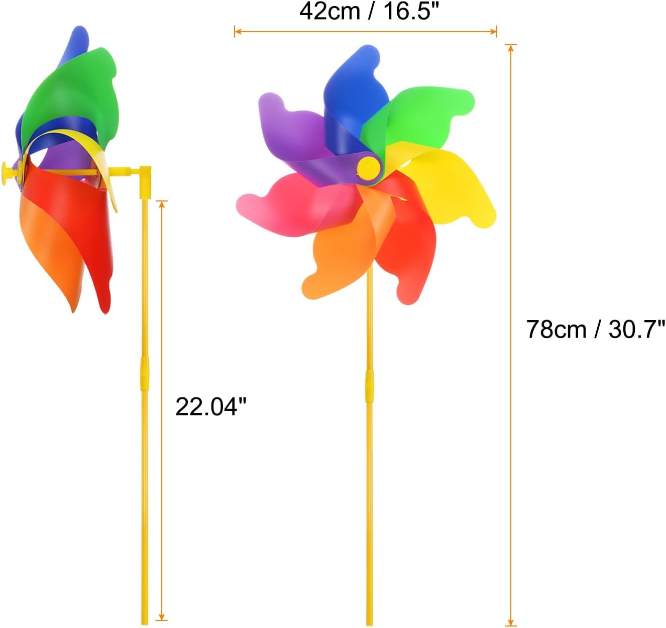 HARFINGTON Rainbow Pinwheels 30.7 Inch 7 Leaves Wind Plastic Windmill for Party Decorations Outdoor Decor Lawn Yard Garden Patio, Colorful