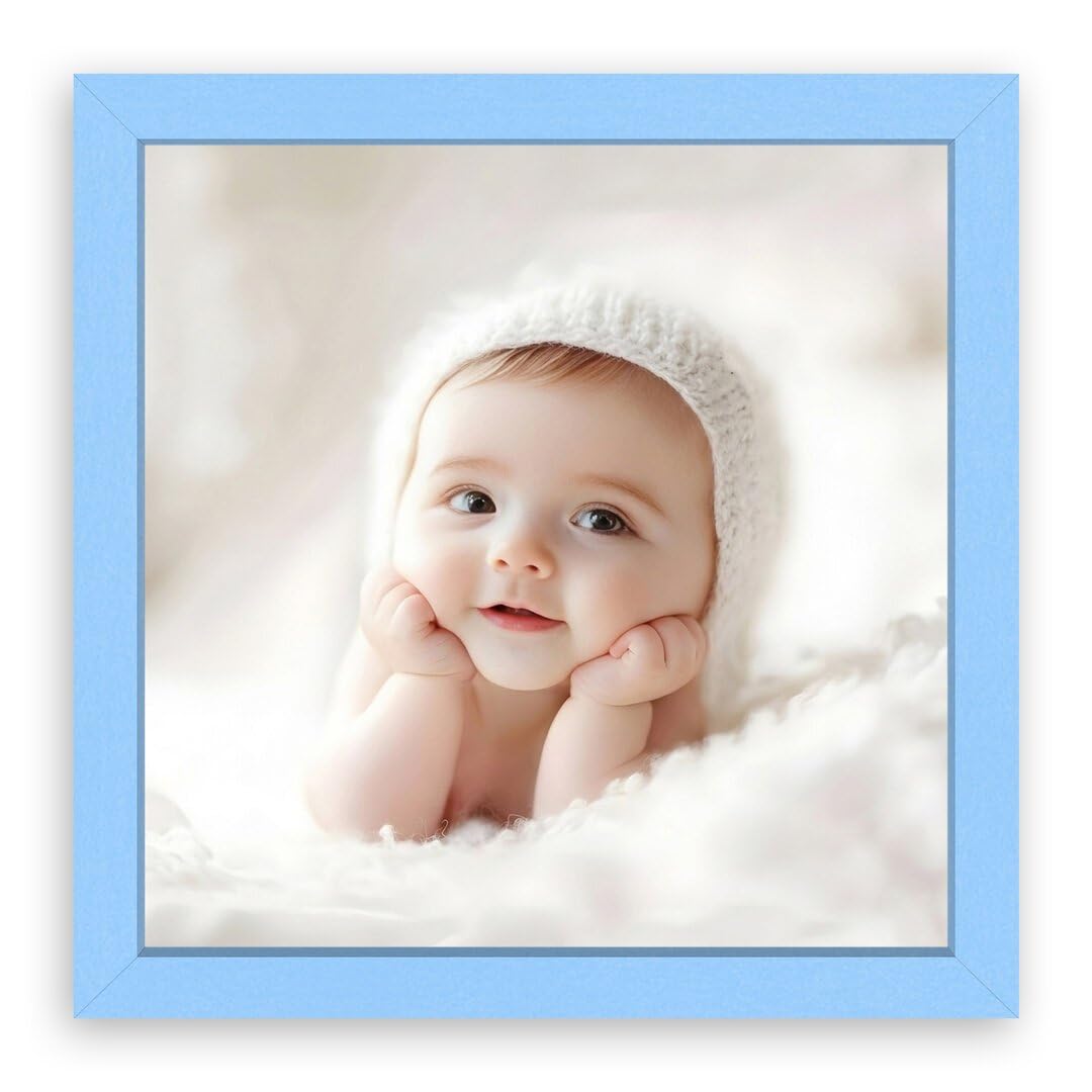 Procut Global Baby Blue 12x12" Sleek Picture Frame for Nursery, Baby Gift - Photo Frame with Perspex Front, Wall or Tabletop Display - Keepsake for Newborn, Baby Shower & First Photo Memories