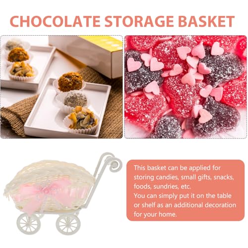 Cesta pequeña para baby shower y regalos de boda con forma de carrito decorativo 7