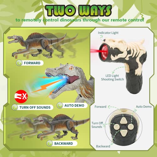 Lzaonzoe Remote Control Dinosaur Toys With 2 In 1 Red Light Chasing Shooting Action Multifunction Design With Rechargeable Batterie,Jurassic Spinosaurus Electronic Robot Dinosaur Toys For 3+ Years Old #TOP1