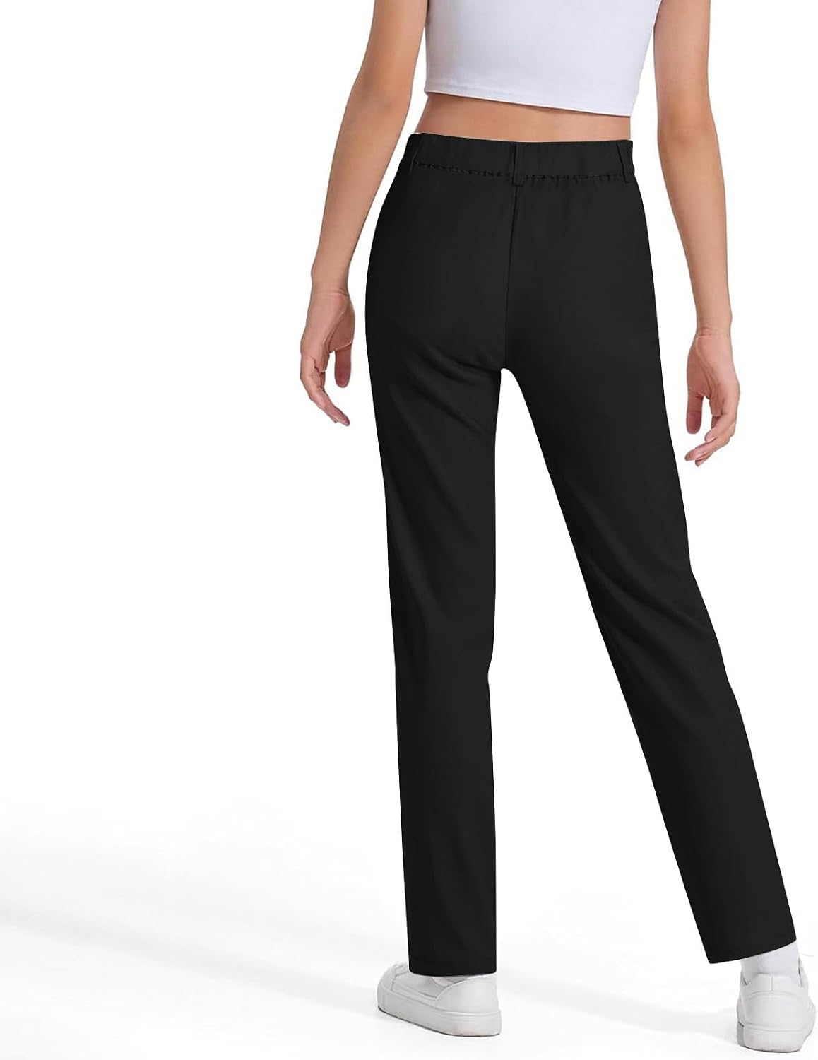 Boys Chino Pants School Uniform Stretch Straight Fit Flat Front & Comfortable Waistband Youth Trousers with Pockets 11-12 Years Black