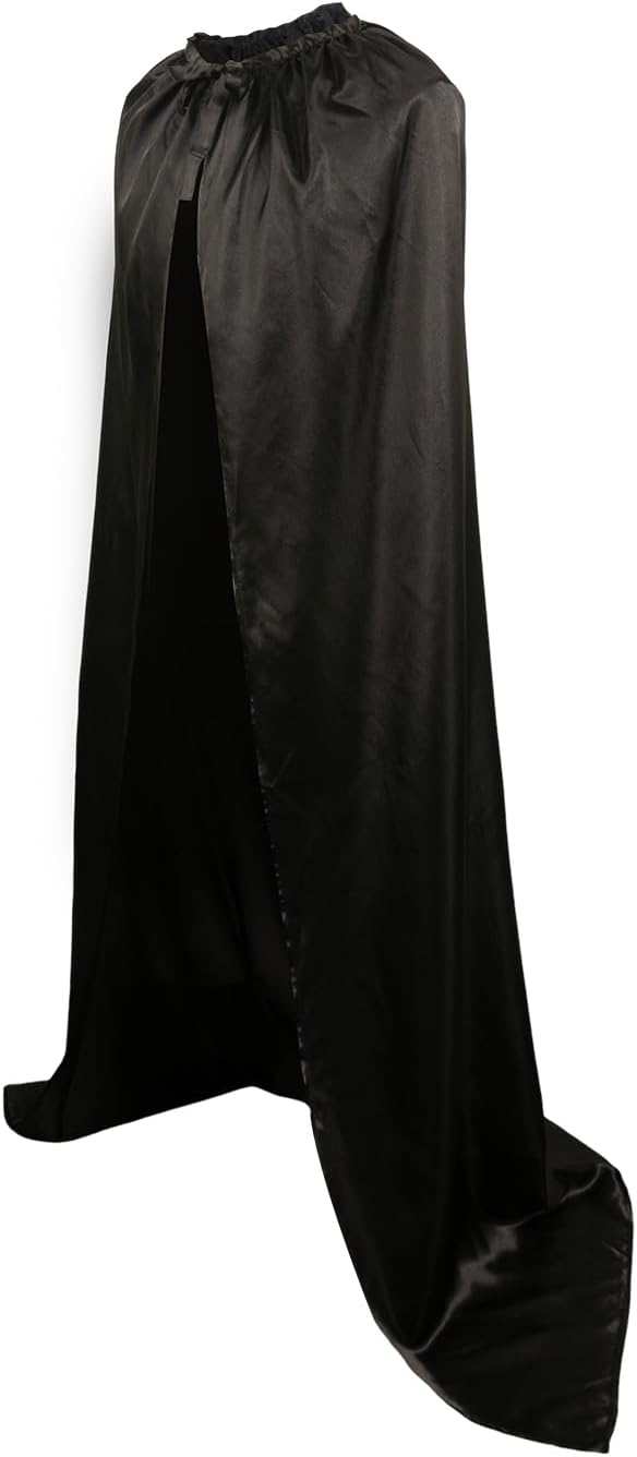 Black Cape Men No Hood Hero Robe Adult Cosplay Knight Cloak Capes Full Length Halloween Party Costume