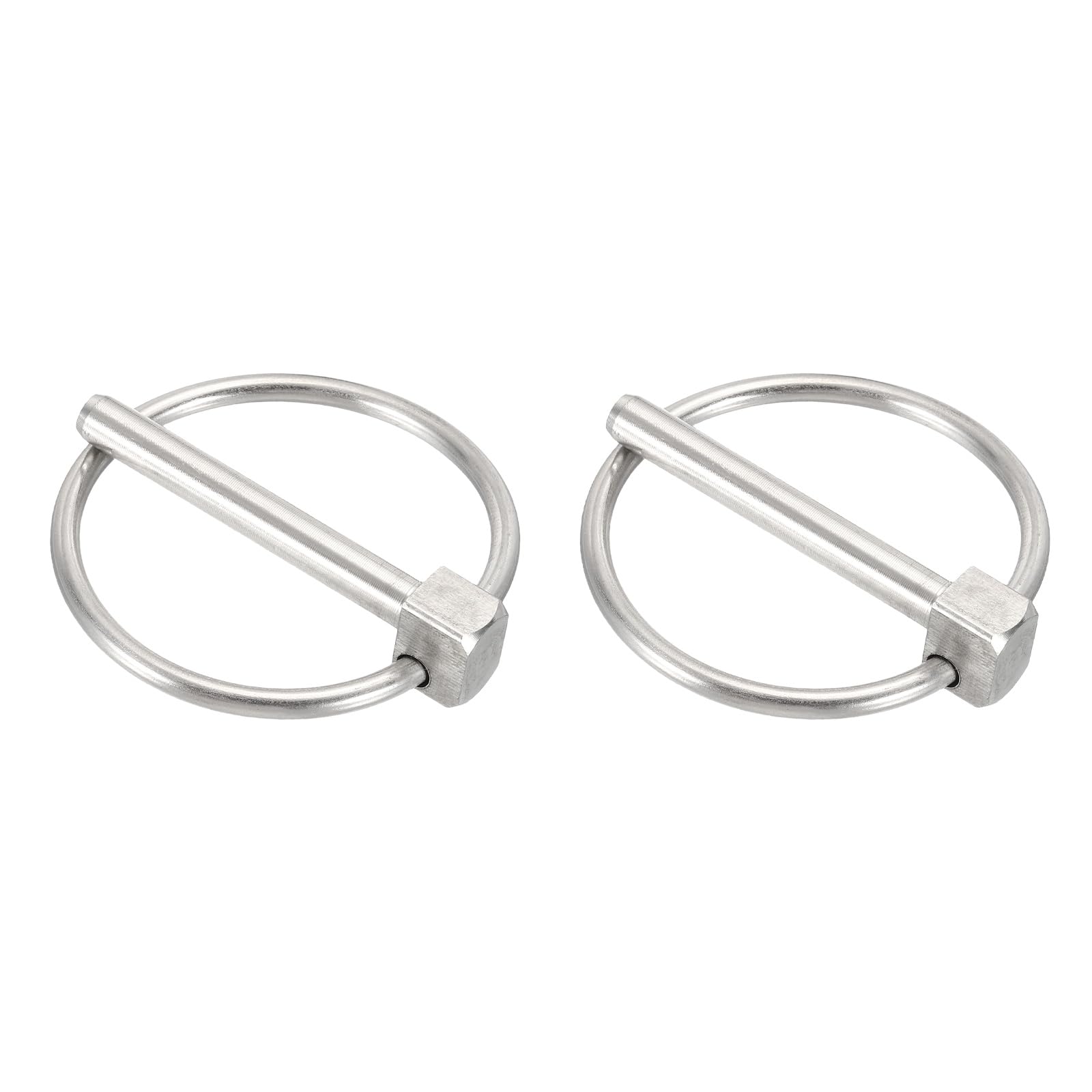 sourcing map 2Pcs Lynch Pin with Ring (6mm x 45mm) - Heavy Duty Linch Pins Shaft Locking Pin Clips Stainless Steel, for Farm Tractors Trucks Lawn Mowers Trailers Trolley, Silver — image 1