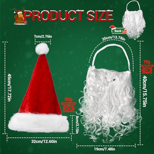 image for ROSAUI Santa Hats and Beard for Adults Christmas Costume Decorations X