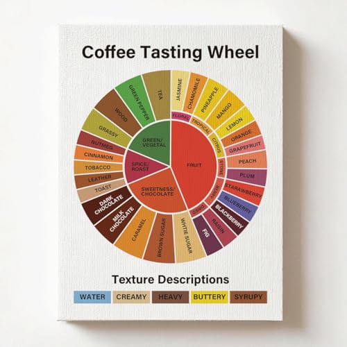 RTVJTERQ Coffee Tasting Wheel Art, 8x10 Inches Flavor Profile Oil Painting, Tasting Guide Wall Decor for Home & Cupping Sessions, Informative Art Piece, Ideal Gift For Enthusiasts