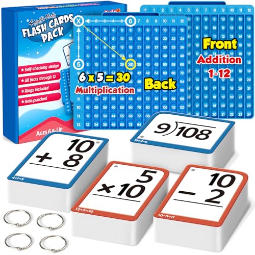 Torlam Math Flash Cards + Math Board, Multiplication Flash Card Times Table Chart, Math Manipulatives Division, Addition, Subtraction Games Toys for Kids, 1st, 2nd, 3rd, 4th, 5th, 6th Grade