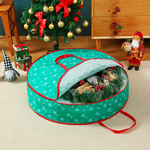 30" Christmas Wreath Storage Bags, Wreath Storage Container Wreath Containers Holder With Zippers, Handles (1, Green) #TOP5