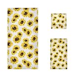 CaTaKu Towels Set 3-Piece, Tropical Sunflower Van Gogh Towel Bathroom Sets, 1 Bath Towel, 1 Washclot