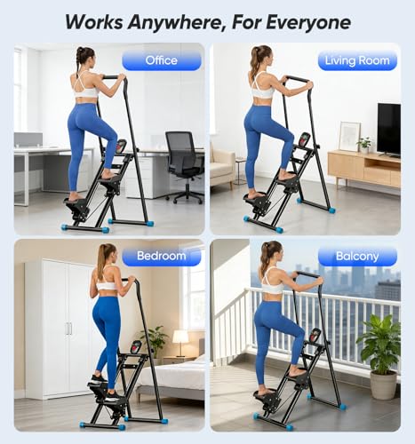 Image of 3-Level Adjustable Cardio Stair Stepper for Home, Folding Vertical Stair Stepper with Non-Slip Pedals & LCD Monitor, Portable Stair Stepper with Resistance & Handlebar, Supports 350 LBS, Unisex