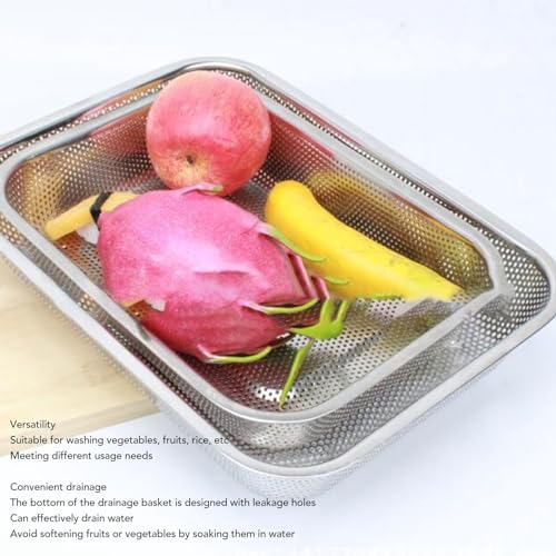 Rectangle Strainer, Stainless Steel Mesh Basket, Large, for Vegetable, Fruit Washing and Oil Frying Drainage, Kitchen Sink Colander by Generic - Image 2