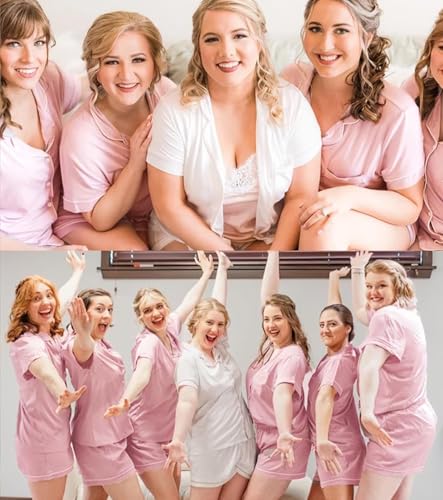 Image of SWOMOG Womens Button Down Pajamas Set Short Sleeve Sleepwear Bride Soft Pj Lounge Sets XS-3XL