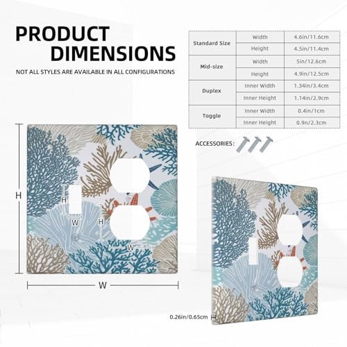 Yamxbfa Nautical Ocean Colorful Seashell Blue Starfish Decorative Light Switch Cover Plate 2 Gang Combin Outlet Covers 1 Toggle/1 Duplex Gfci Wall Plate Plug Switch Plate Covers For Bathroom Decor by Yamxbfa - Used condition - Image 5