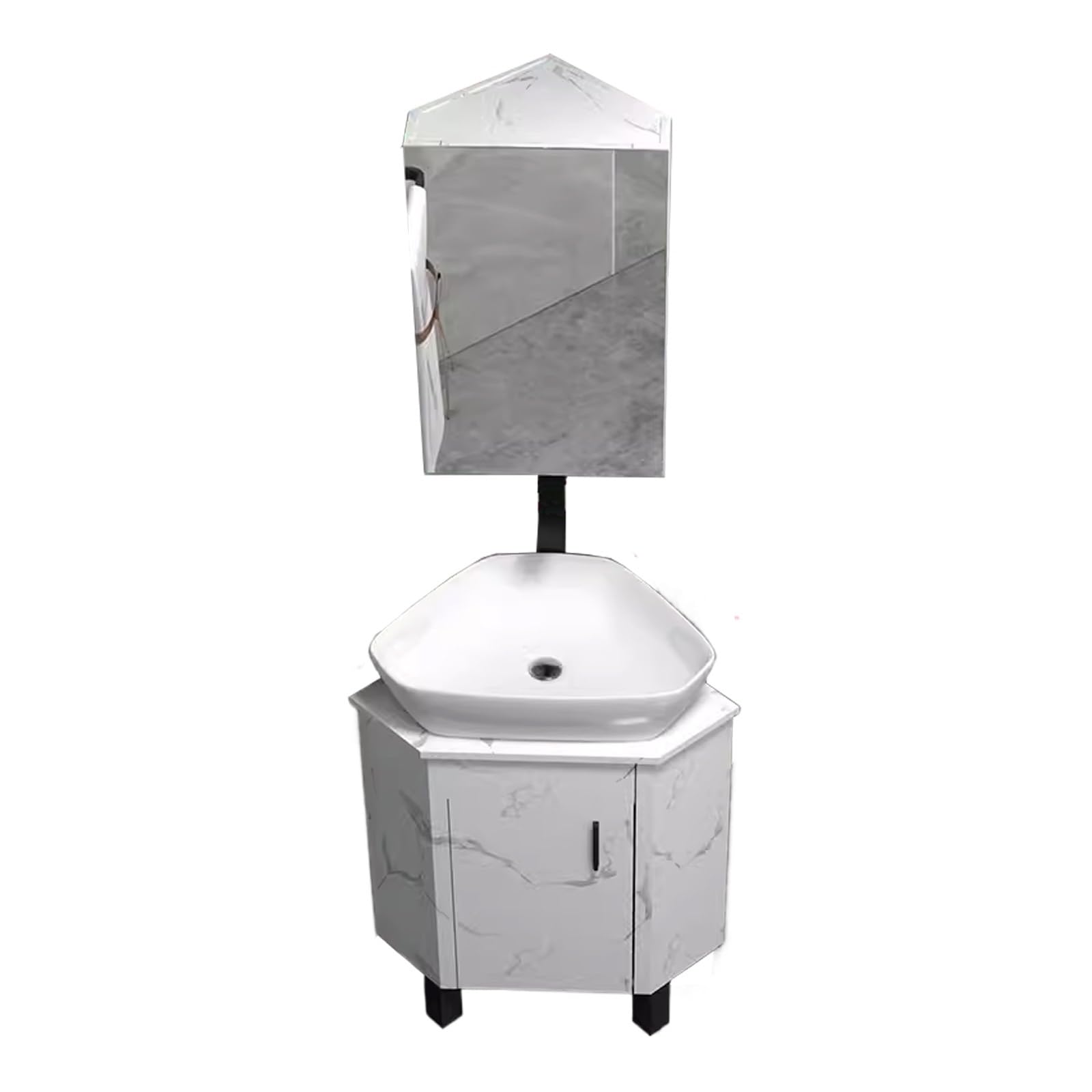 DFGHNBVC Corner Bathroom Cabinet With Sink And Mirror, Space-Saving Storage Solution For Small Bathrooms,55Cm