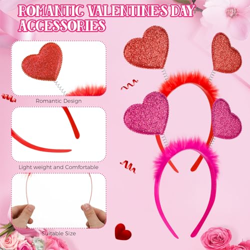 image for Jutom 24 Pieces Valentines Heart Headbands and Glasses Heart Shape Hea