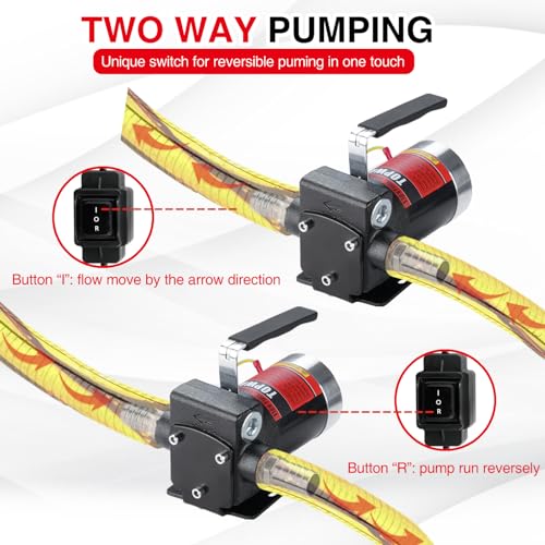 TOPWAY 110V AC Gasoline Fuel Pump 3.7GPM Self-priming Oil Transfer Pump With Handle, Reversible Pumping, Overheat Protection, Explosion-Proof, for Gasoline Fuel Diesel Kerosene Removal - Thumbnail 5