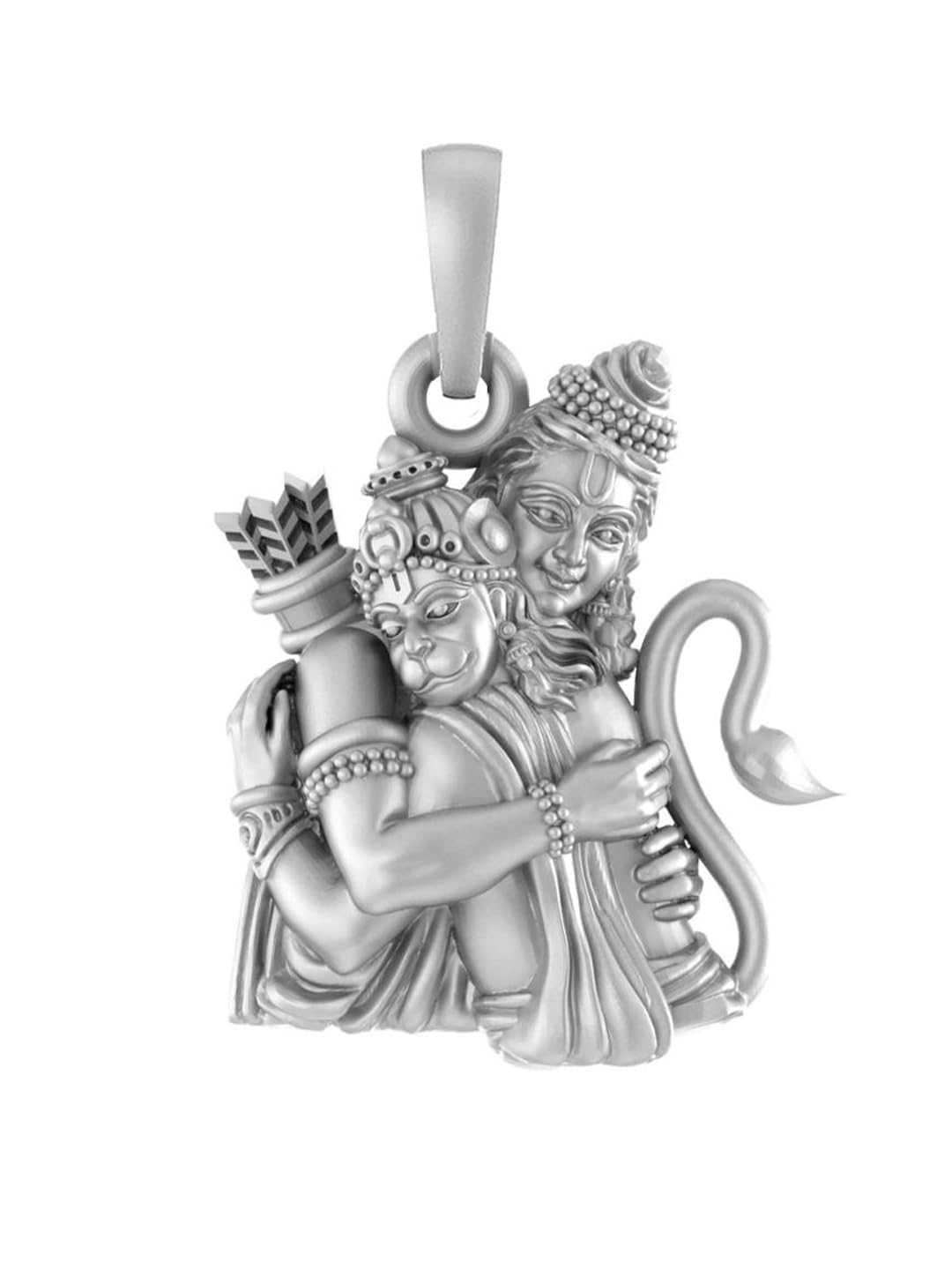 AKSHAT SAPPHIRESterling Silver (92.5% purity) God Ram Bhakat Hanuman Pendant for Men & Women Pure Silver Bhagwan Shri Ram and Hanuman Locket for Good Health & Wealth