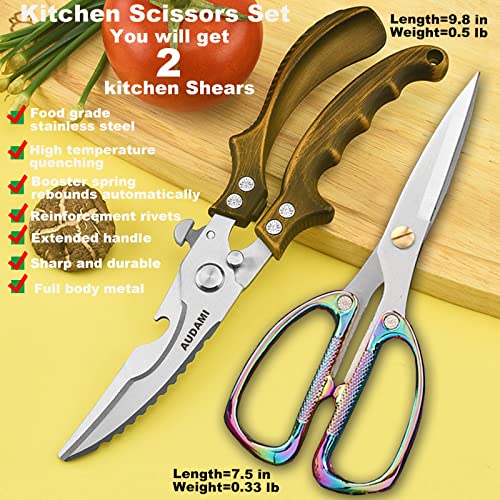 Poultry Shears Heavy Duty Kitchen Shears Set 2-Pack,Sharp Kitchen Scissors Heavy Duty Meat Shears Stainless Steel Spring Loaded,Turkey Shears,Chicken Shears,Food Scissors,Utility Scissors Kitchen #TOP1