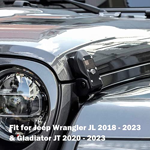 Phamyor Original Hood Latch Lock Catch Locking Pin With Lock & Us Flag Kit For 2018-2023 Jeep Wrangler Jl & Jeep Gladiator Jt, Exterior Accessories, Stainless Steel & Pa66, Black, Left & Right Side #TOP6