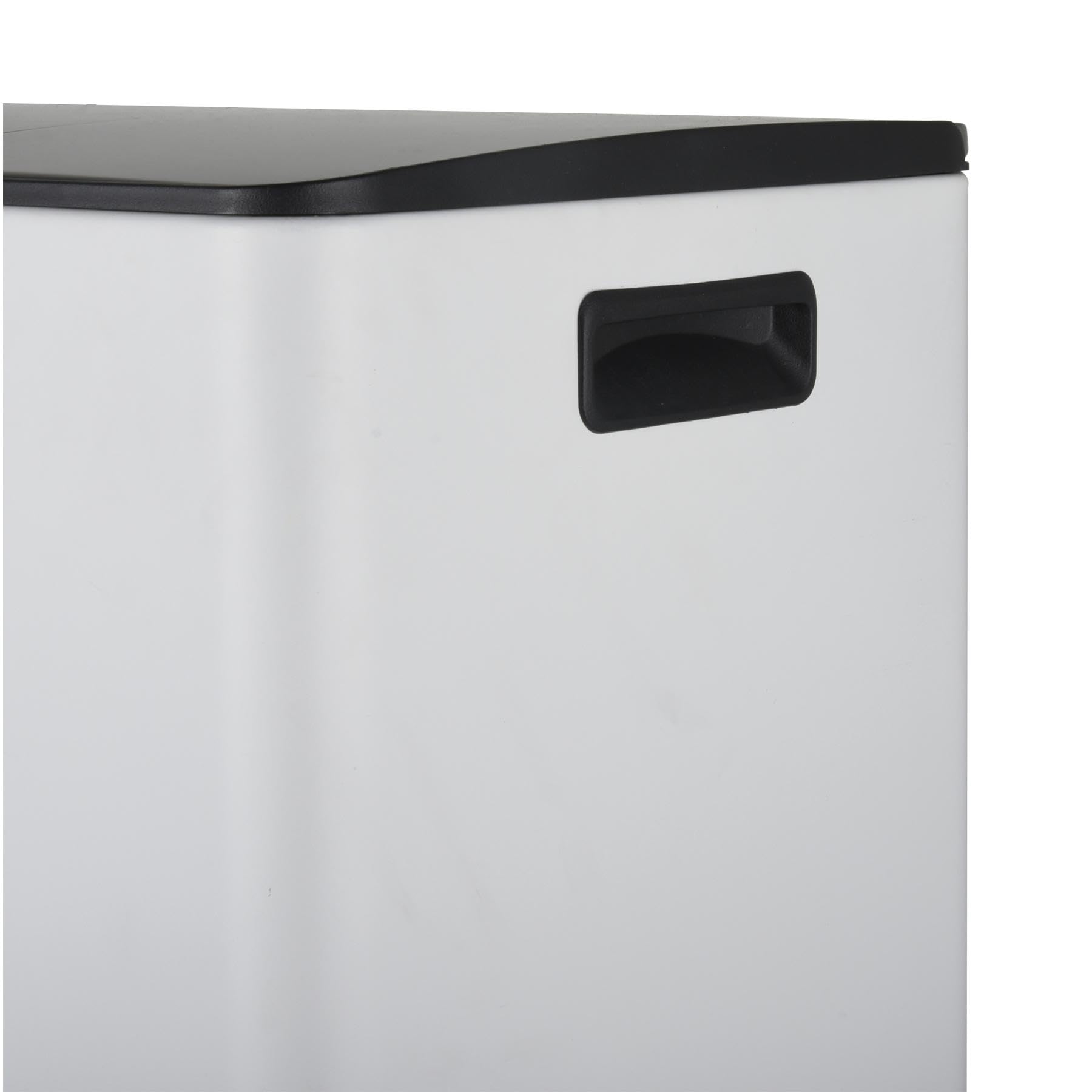 Spirella - Contenedor de reciclaje de cocina con pedal de 60 l (2 x 30 l) - Modelo Aliya - Acero inoxidable cepillado - Tapa de cierre suave - Cubos extraíbles - Asas laterales - Blanco mate